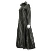 Women Gothic Coat Leather Trench Coat Full Length Causal Overcoat